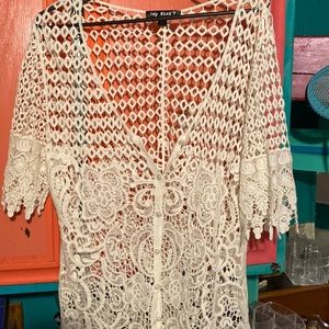 Crochet cream color see thru blouse